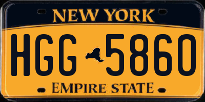 NY license plate HGG5860