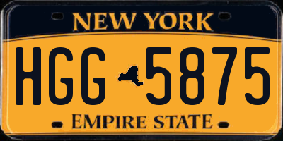 NY license plate HGG5875