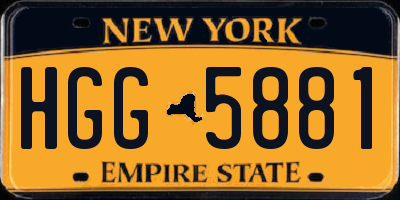 NY license plate HGG5881