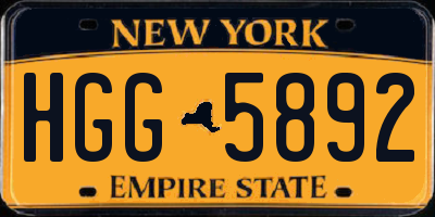 NY license plate HGG5892
