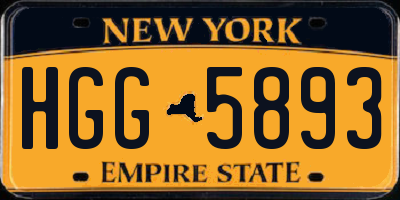 NY license plate HGG5893