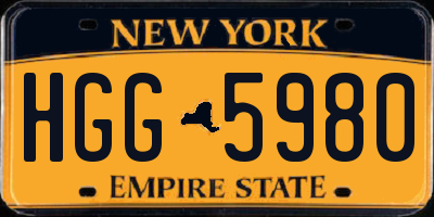 NY license plate HGG5980