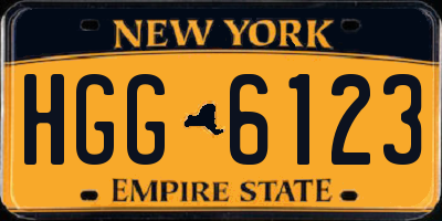 NY license plate HGG6123