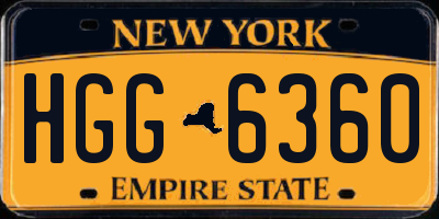 NY license plate HGG6360