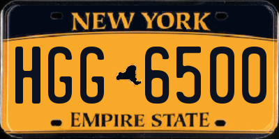 NY license plate HGG6500