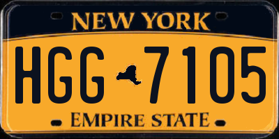 NY license plate HGG7105