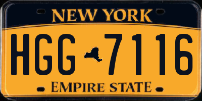 NY license plate HGG7116