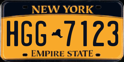 NY license plate HGG7123