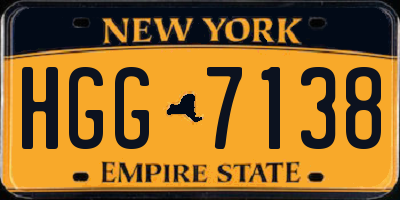 NY license plate HGG7138