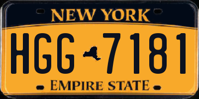 NY license plate HGG7181