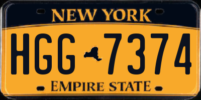 NY license plate HGG7374