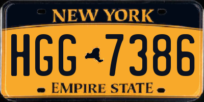 NY license plate HGG7386