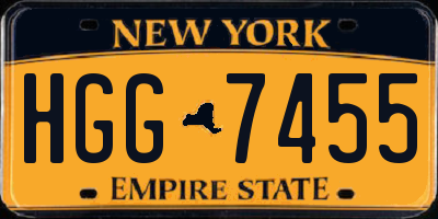 NY license plate HGG7455