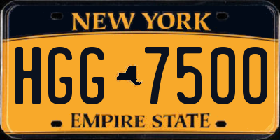 NY license plate HGG7500