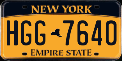 NY license plate HGG7640