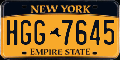 NY license plate HGG7645