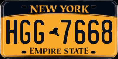 NY license plate HGG7668