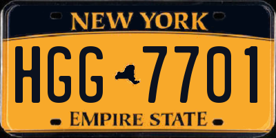 NY license plate HGG7701