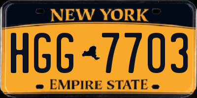 NY license plate HGG7703