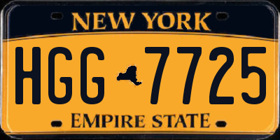 NY license plate HGG7725