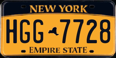 NY license plate HGG7728