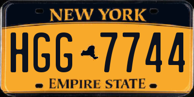 NY license plate HGG7744