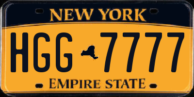 NY license plate HGG7777