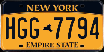 NY license plate HGG7794