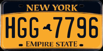 NY license plate HGG7796