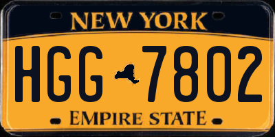 NY license plate HGG7802