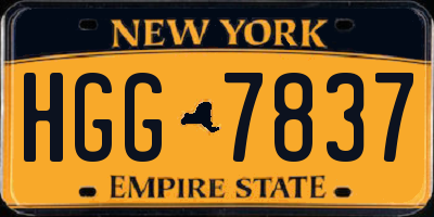 NY license plate HGG7837