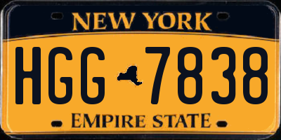 NY license plate HGG7838