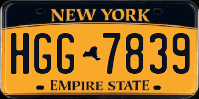 NY license plate HGG7839