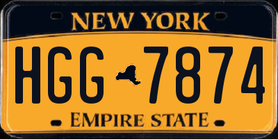 NY license plate HGG7874