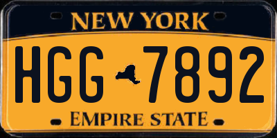 NY license plate HGG7892