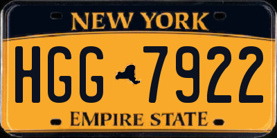 NY license plate HGG7922