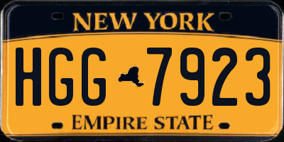 NY license plate HGG7923