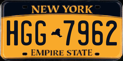 NY license plate HGG7962