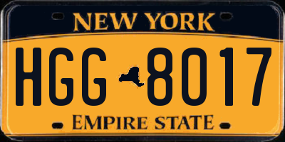 NY license plate HGG8017