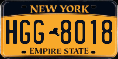 NY license plate HGG8018