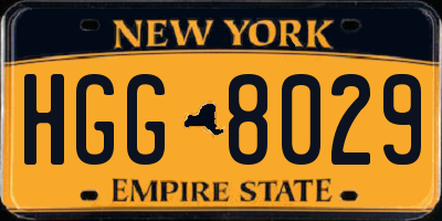 NY license plate HGG8029