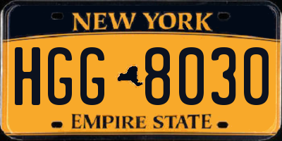 NY license plate HGG8030