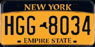 NY license plate HGG8034