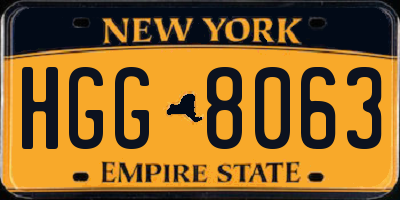 NY license plate HGG8063