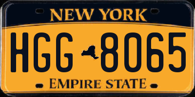 NY license plate HGG8065
