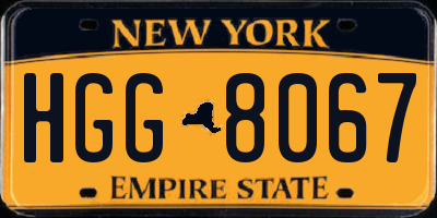 NY license plate HGG8067