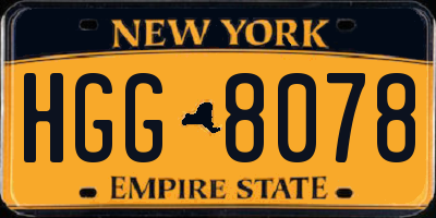 NY license plate HGG8078