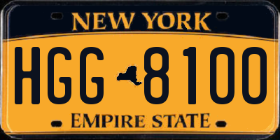 NY license plate HGG8100