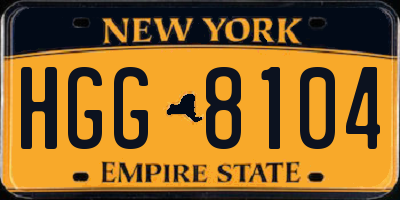 NY license plate HGG8104