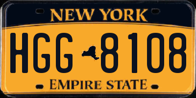 NY license plate HGG8108
